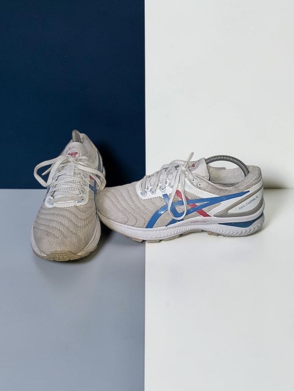 ASICS GEL-Nimbus 23 Low Top Women's Running Sneakers White/Blue/Red Size 10.5